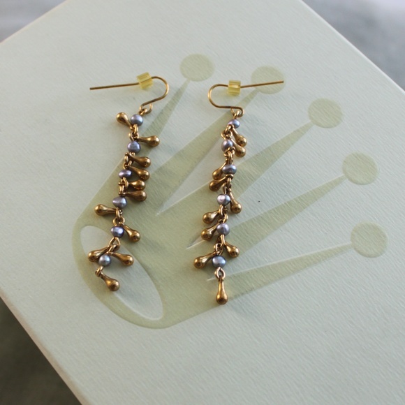 Gold and Silver Tone Dangle Earrings - Picture 1 of 2